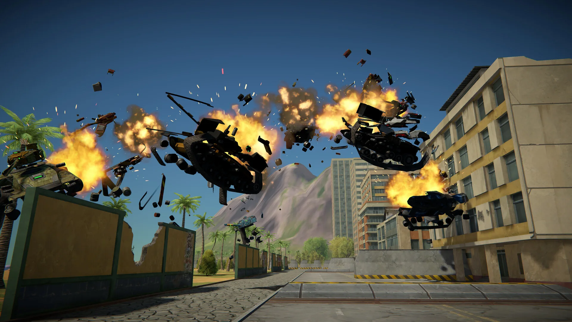 Several tanks destroyed at once
